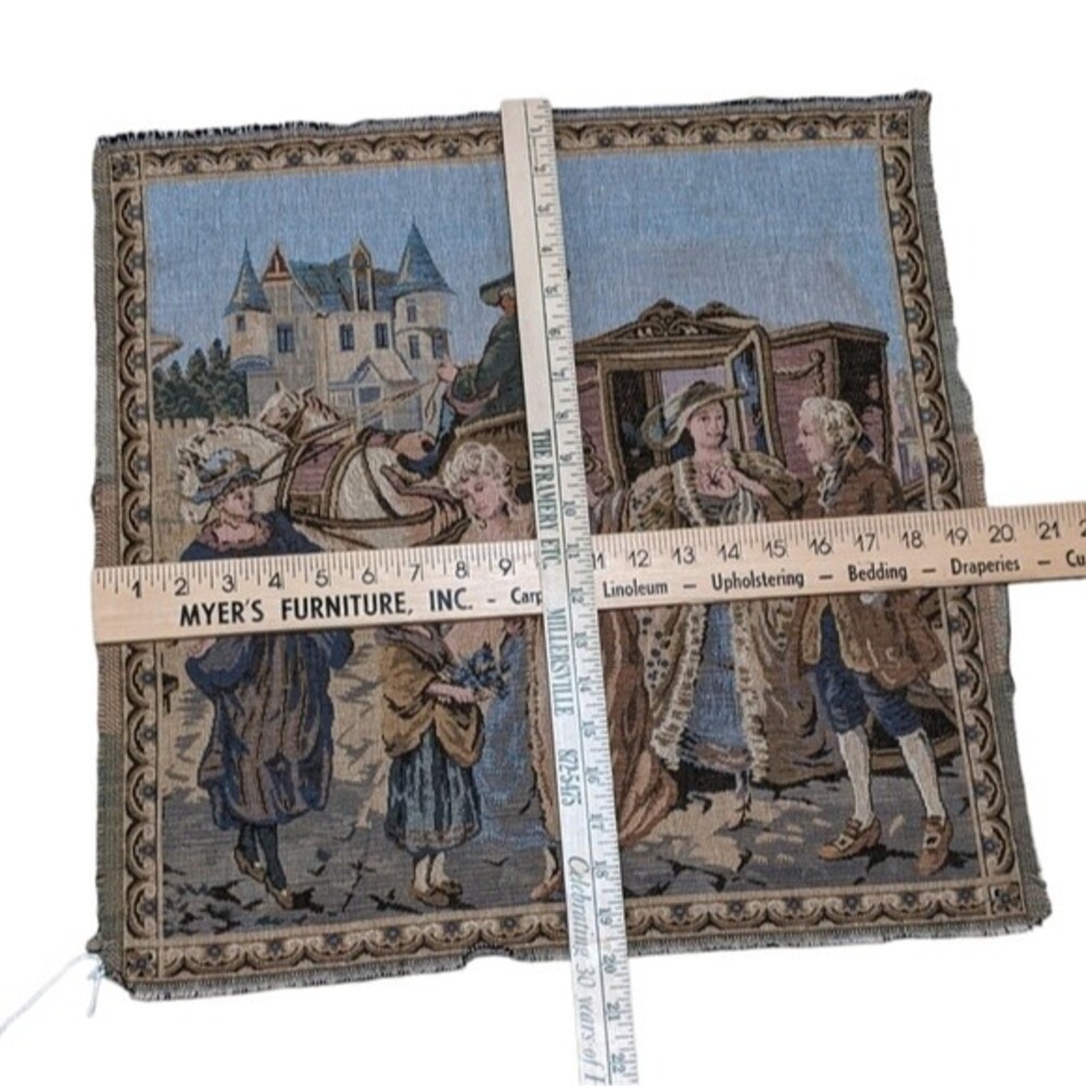French tapestry wall woven romantic farmhouse carriage - Picture 3 of 7